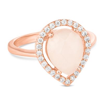 Rose gold crystal pave peardrop ring